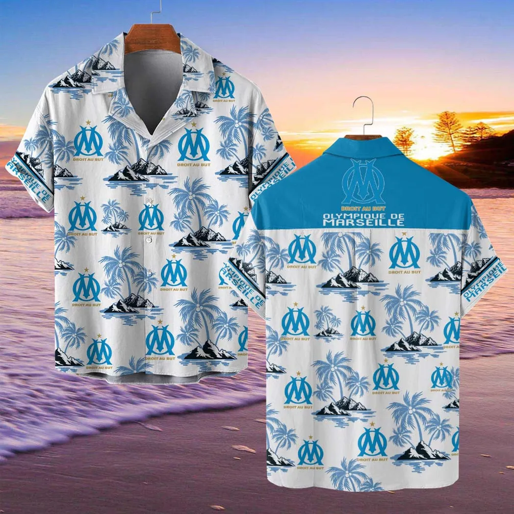 Olympique de Marseille Hawaiian Shirt Style Classic Oversized Hawaiian, Unisex Hawaiian Shirt Trending Summer