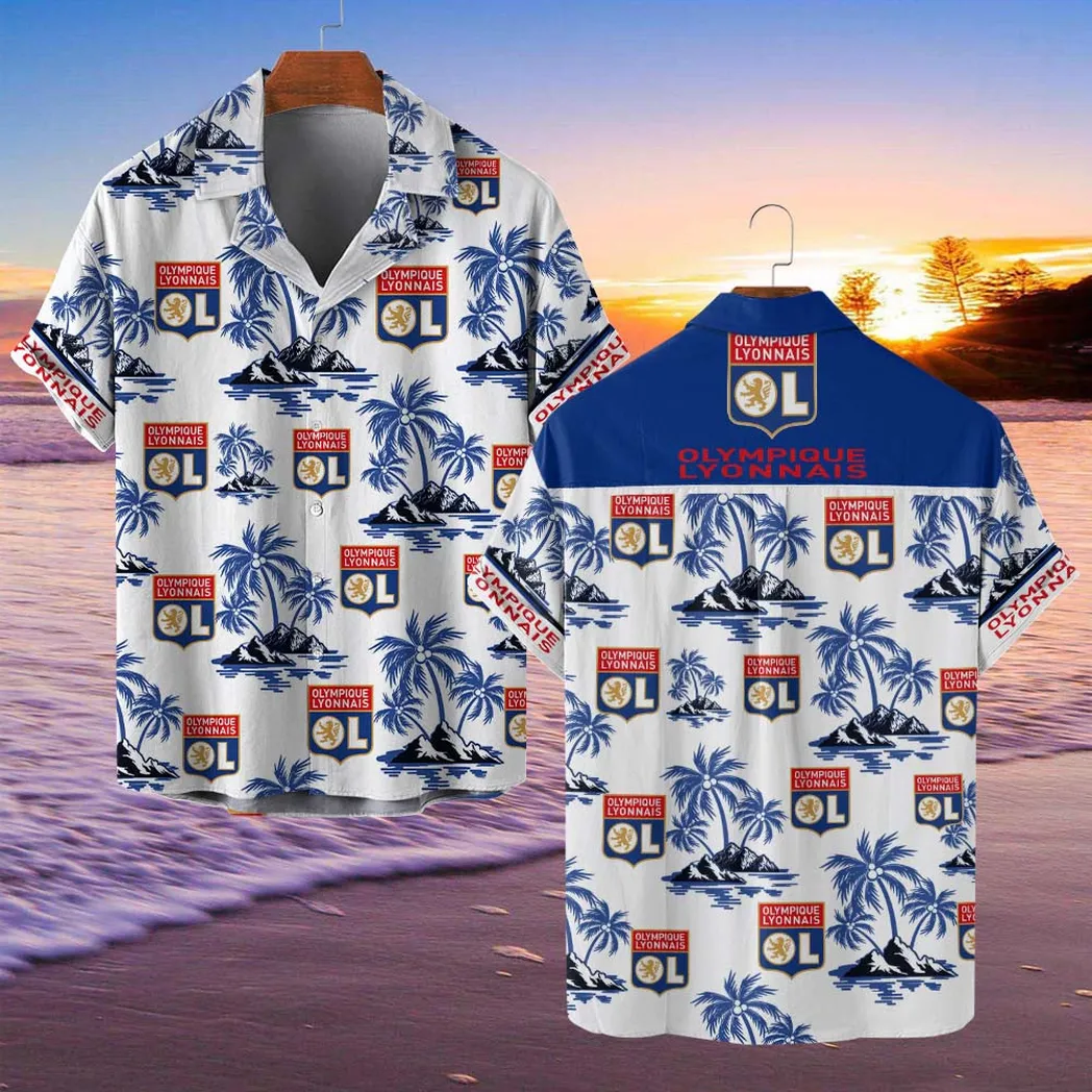 Olympique Lyonnais Hawaiian Shirt Style Classic Oversized Hawaiian, Unisex Hawaiian Shirt Trending Summer