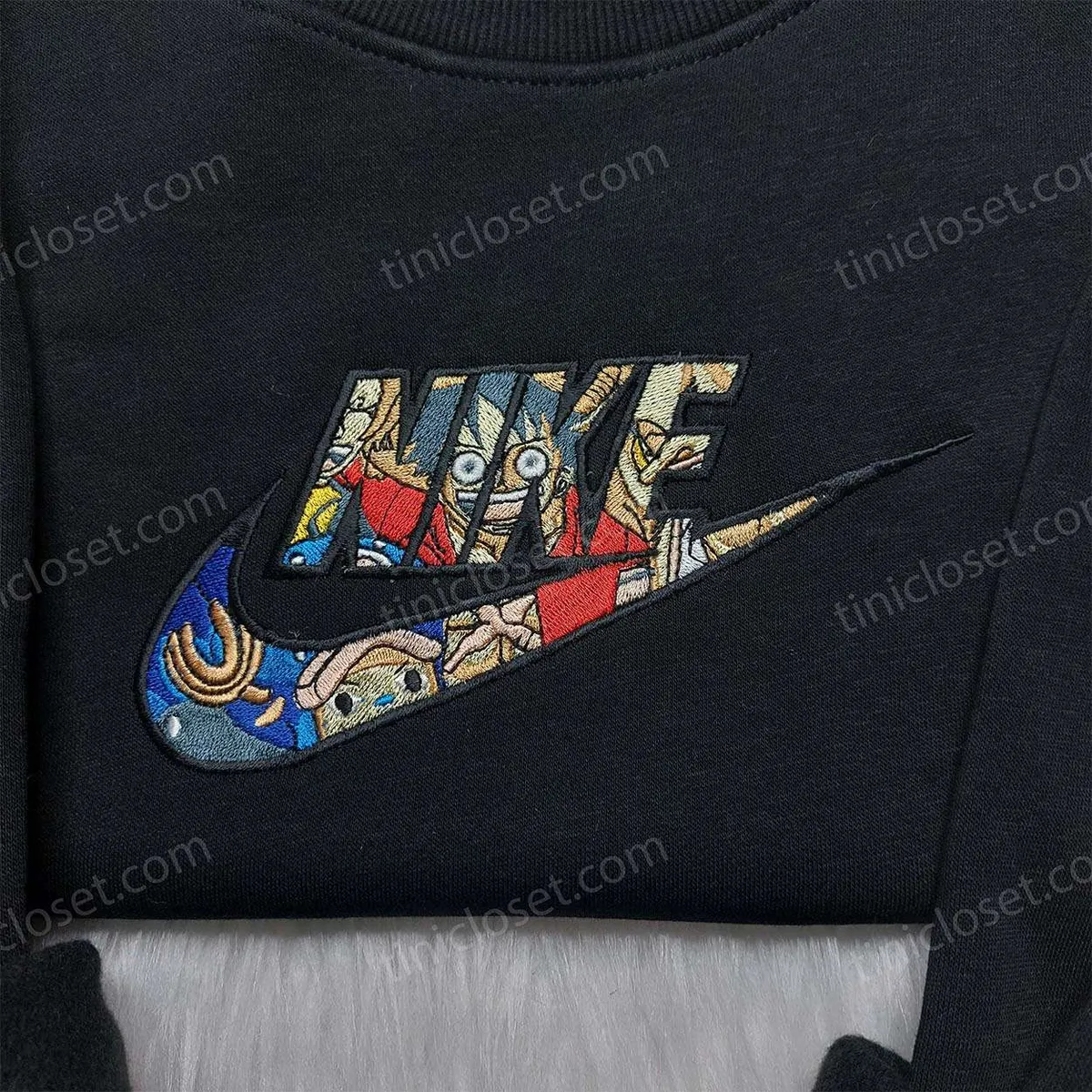 One Piece Luffy x Nike Shirt, One Piece Embroidered Sweatshirt, Anime Nike Embroidered Hoodie One Piece Luffy x Nike Shirt, One Piece Embroidered Sweatshirt, Anime Nike Embroidered Hoodie