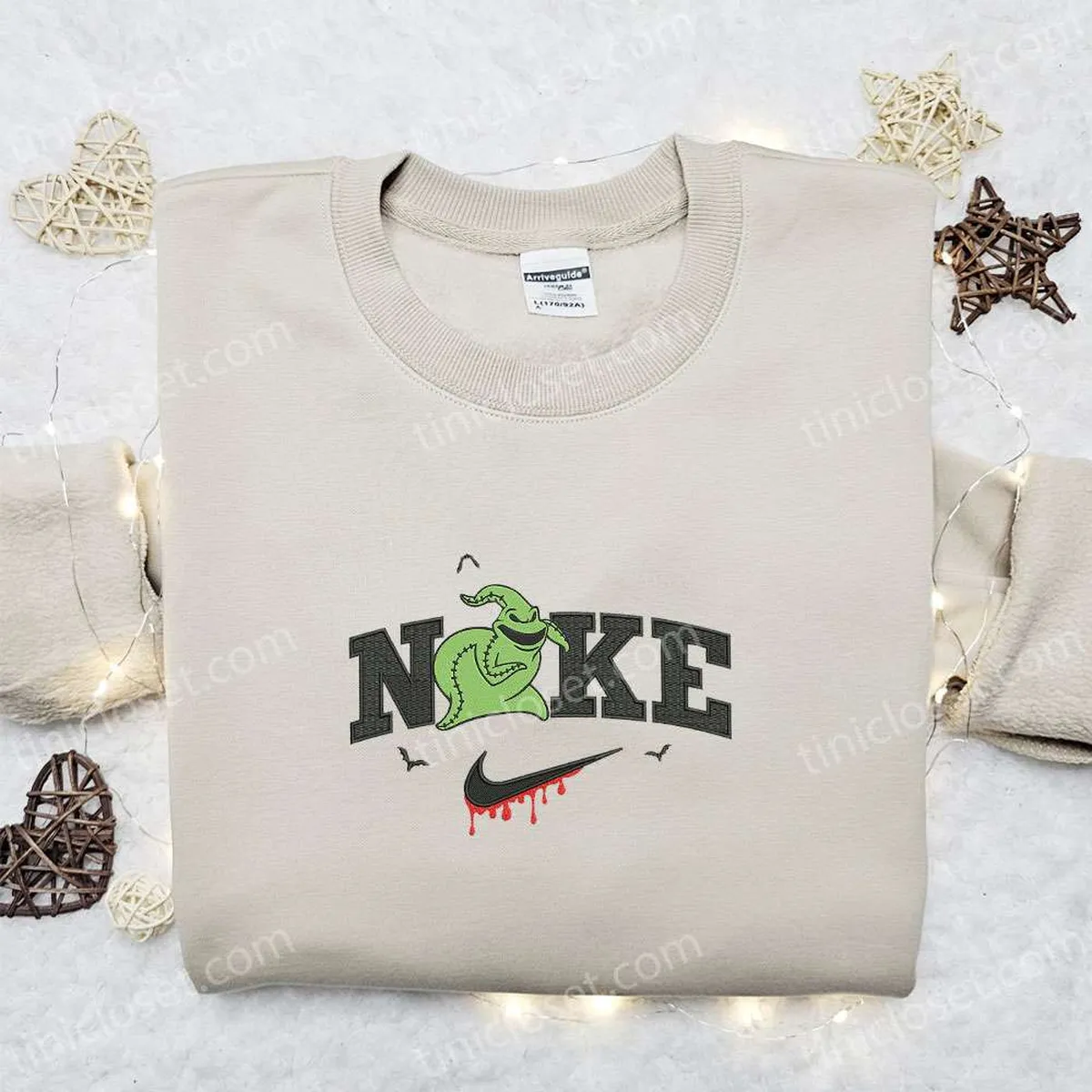 Oogie Boogie Halloween x Nike Embroidered Sweatshirt, Horror Movie Halloween Embroidered Shirt, Best Halloween Gift Ideas