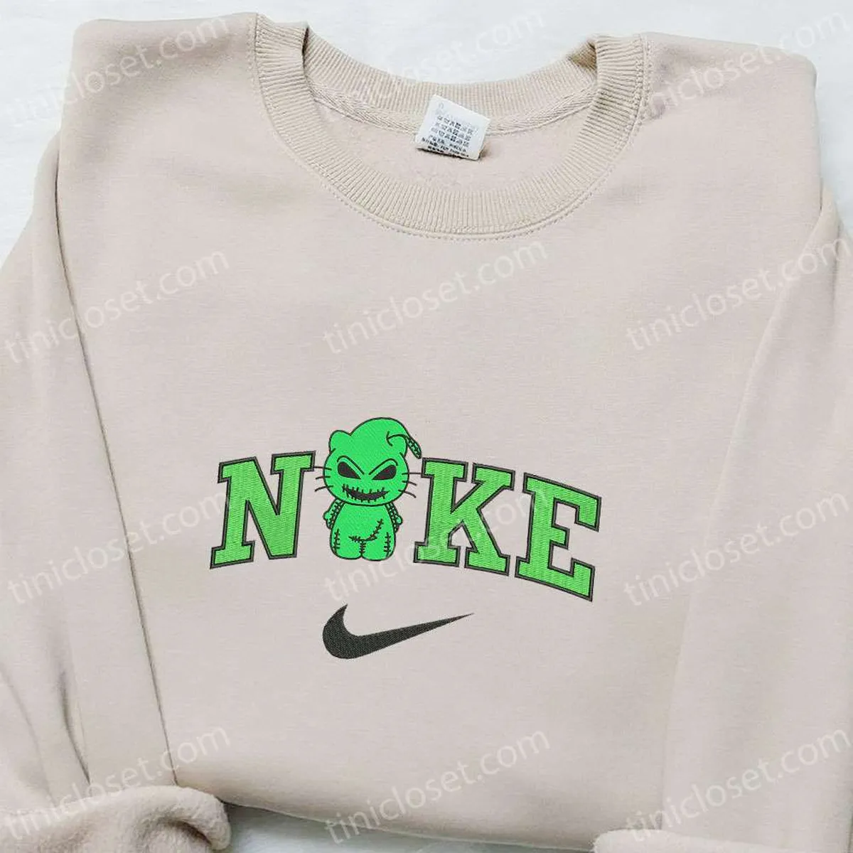 Oogie Boogie Hello Kitty x Nike Embroidered Sweatshirt, Cartoon Halloween Embroidered Shirt, Best Halloween Gift Ideas