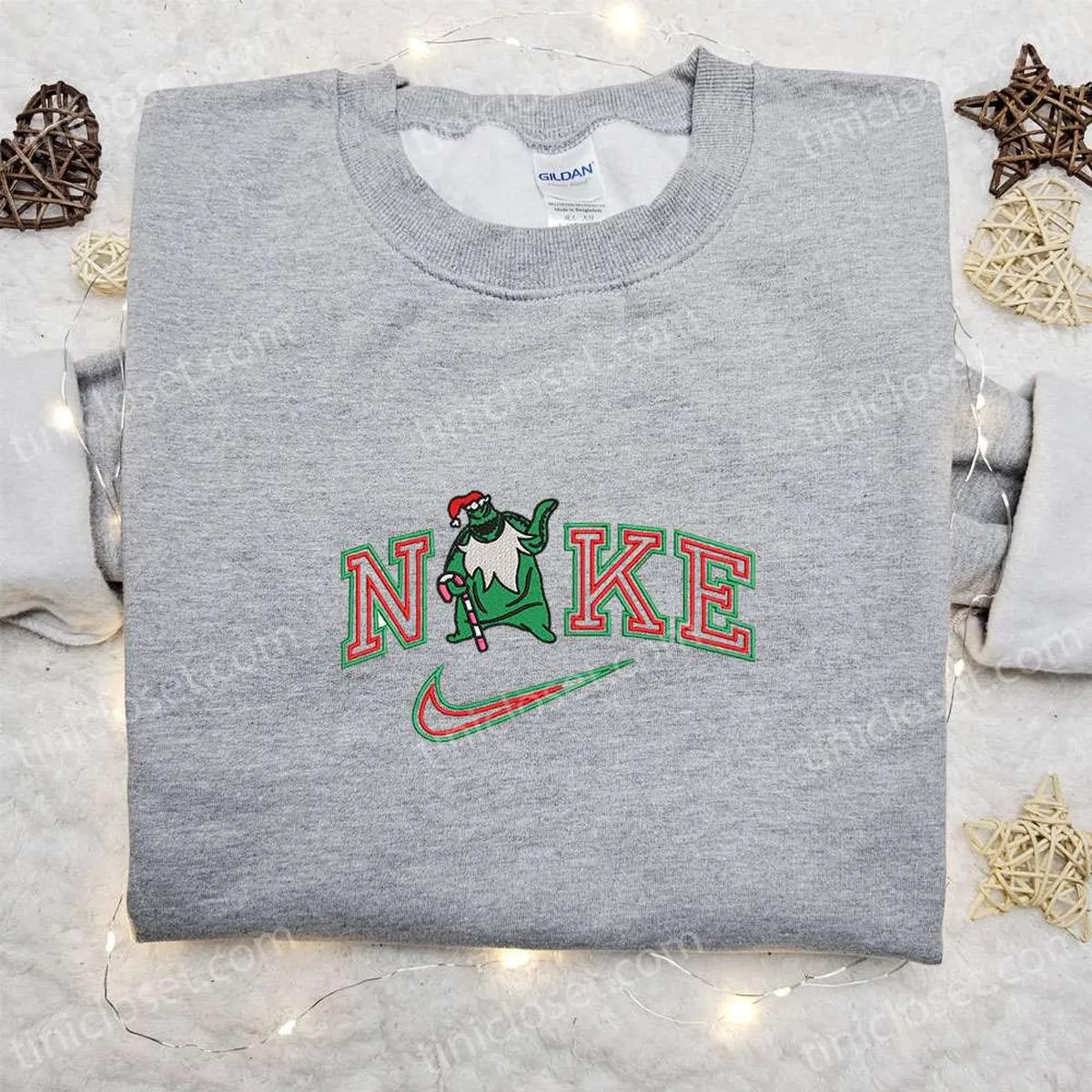 Oogie Boogie Xmas x Nike Embroidered Shirt, Christmas Embroidered Hoodie, Nike Inspired Embroidered Sweatshirt