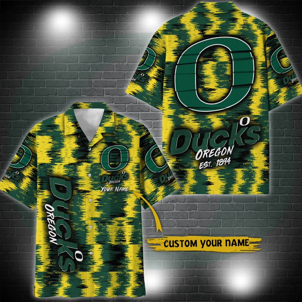 Oregon Ducks Aloha Hawaiian Shirt Custom Your Name, Sport 3D Shirt, Gift For Fan VPHWA2451152034