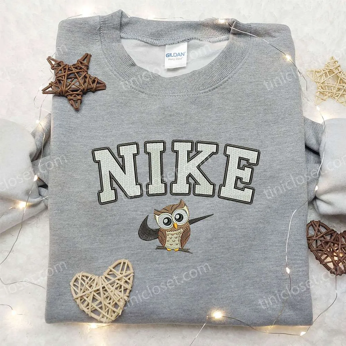 Owl x Nike Embroidered Sweatshirt, Animal Embroidered Shirt, Nike Inspired Embroidered Shirt