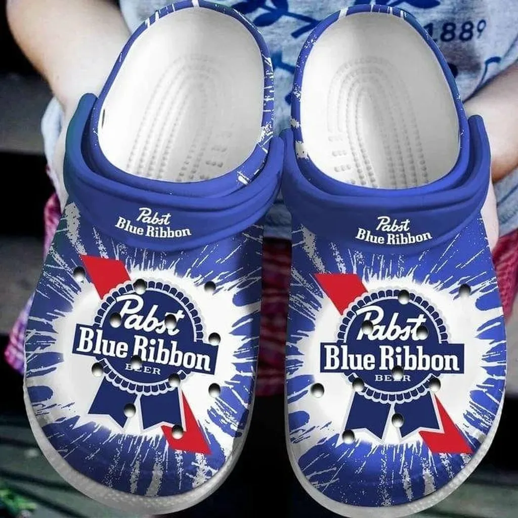 Pabst Blue Ribbon Beer Crocs Crocband Clog Pabst Blue Ribbon Beer Crocs Crocband Clog
