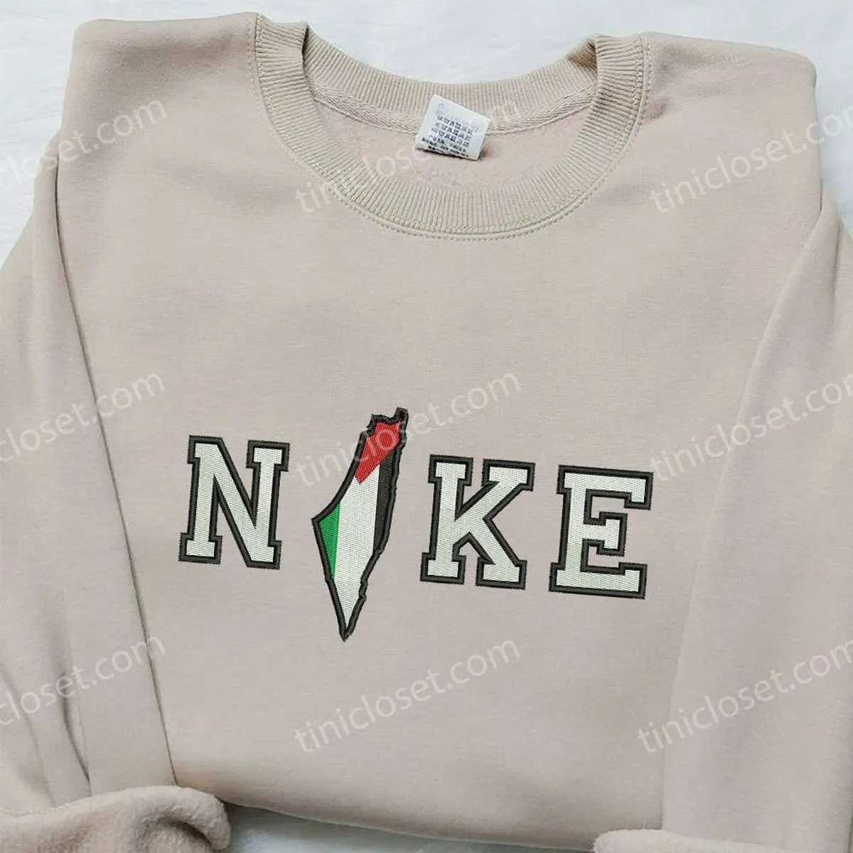 Palestine Flag x Nike Embroidered Sweatshirt, Nike Inspired Embroidered Shirt, Best Birthday Gift for Family