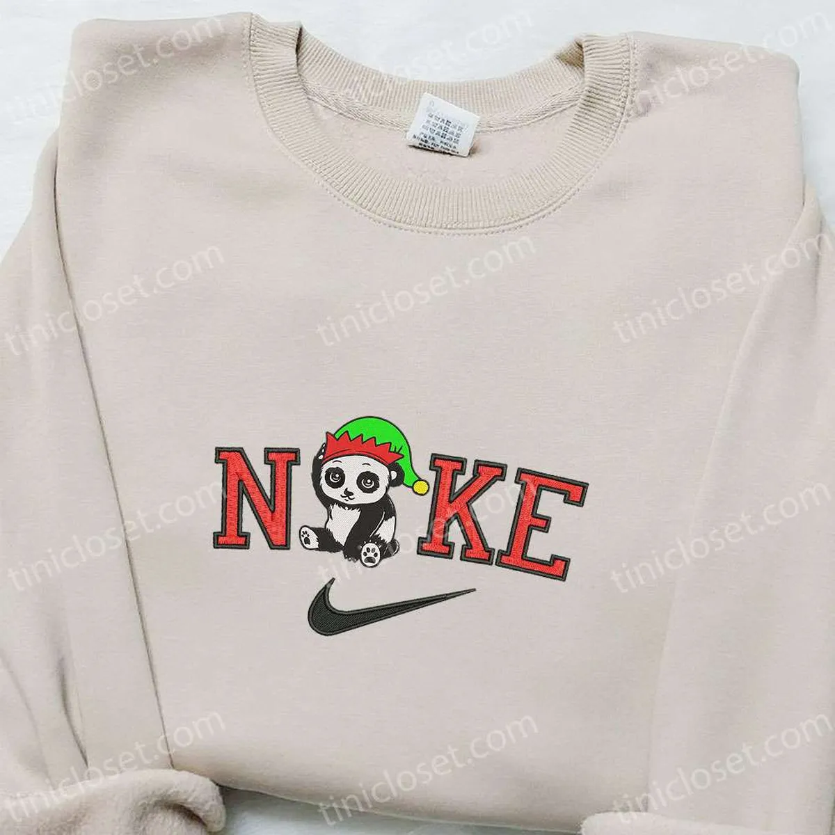 Panda Elf x Nike Embroidered Sweatshirt, St. Patrick? Day Embroidered Shirt, Best Christmas Gift Ideas