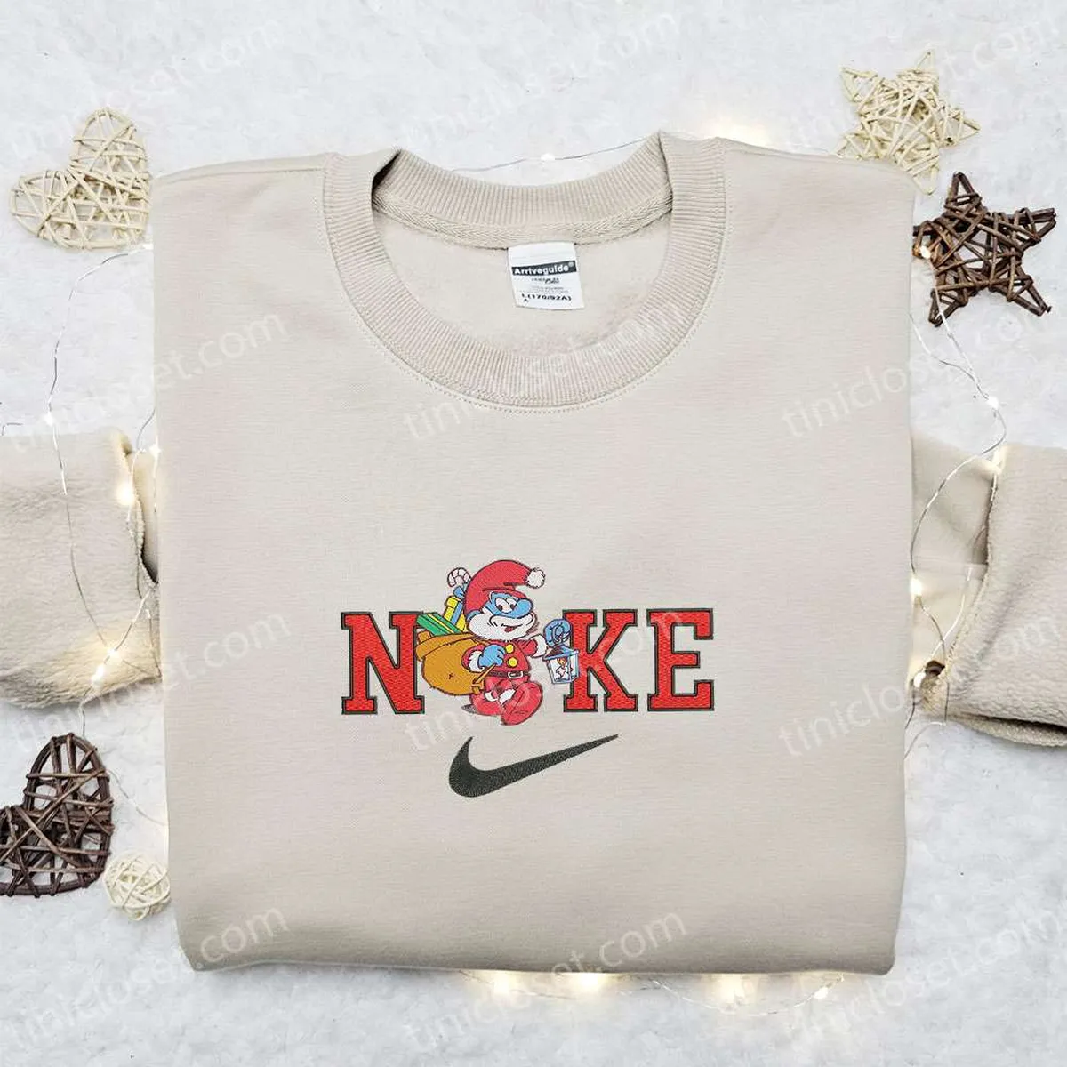 Papa Grumpy Smurf x Nike Christmas Embroidered Sweatshirt, Merry Christmas Embroidered Shirt, Best Christmas Day Gift Ideas