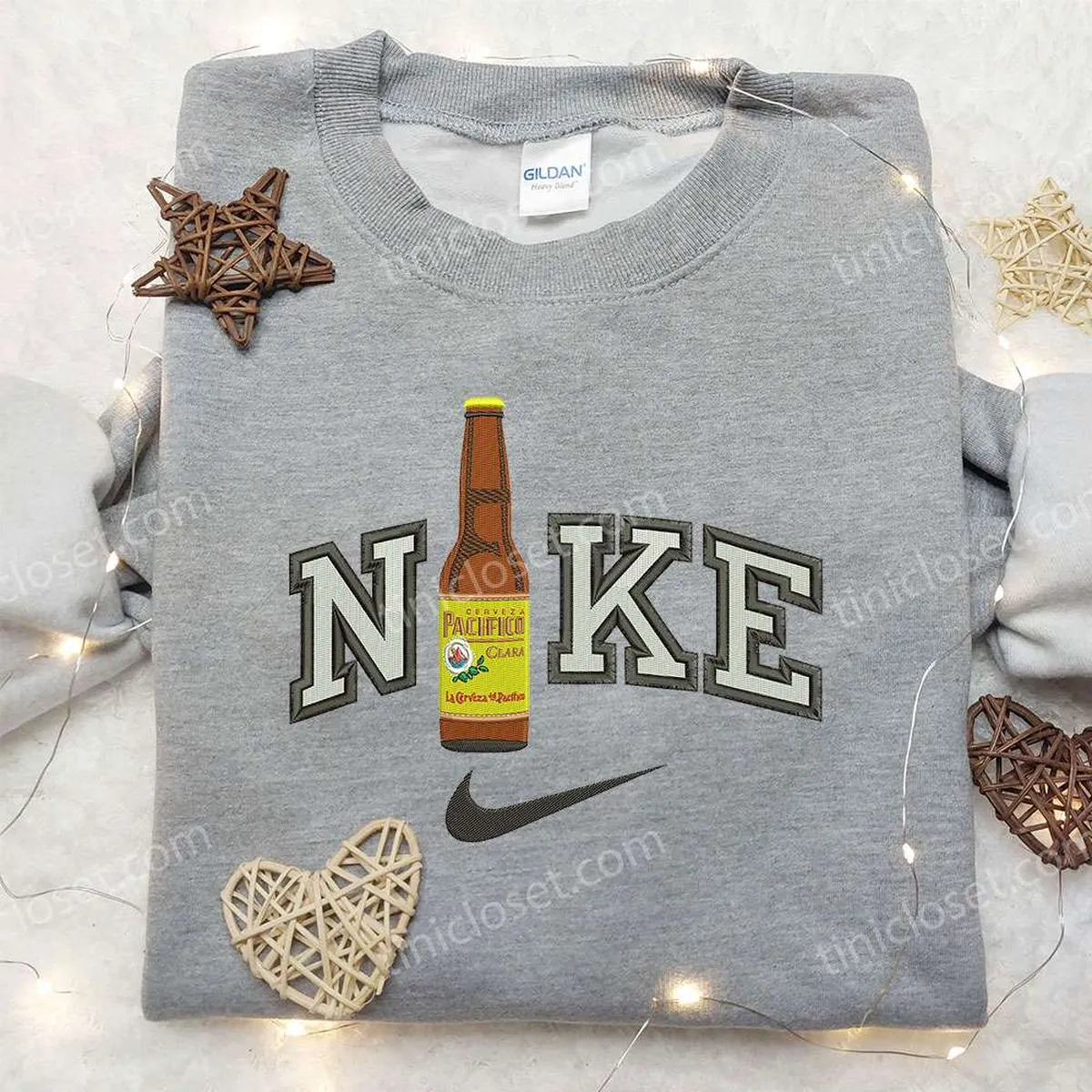 Pasifico Bottle Beer x Nike Embroidered Sweatshirt, Favorite Drink Embroidered Sweatshirt, Nike Inspired Embroidered Shirt