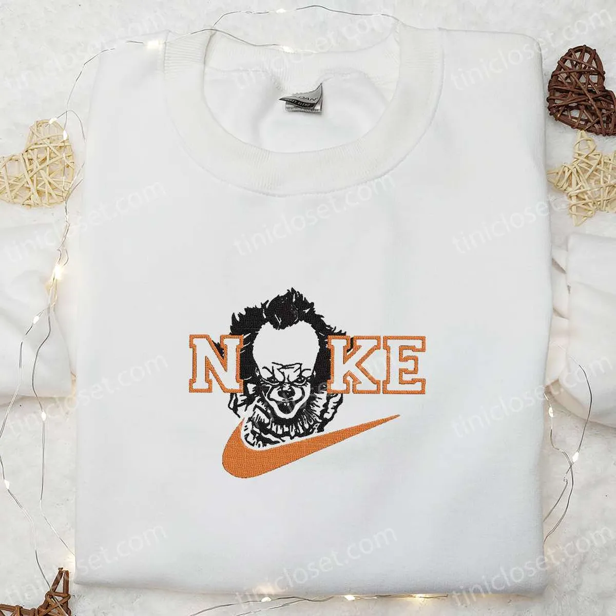 Pennywise x Nike Embroidered Hoodie, Nike Inspired Embroidered Shirt, Best Halloween Gift Ideas