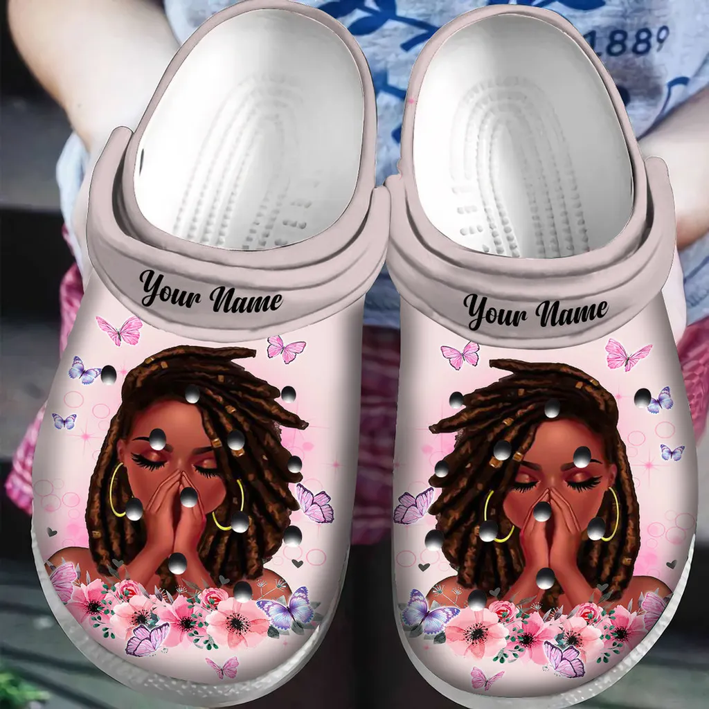 Personalized Black Girl African American Crocs Classic Clogs Personalized Black Girl African American Crocs Classic Clogs