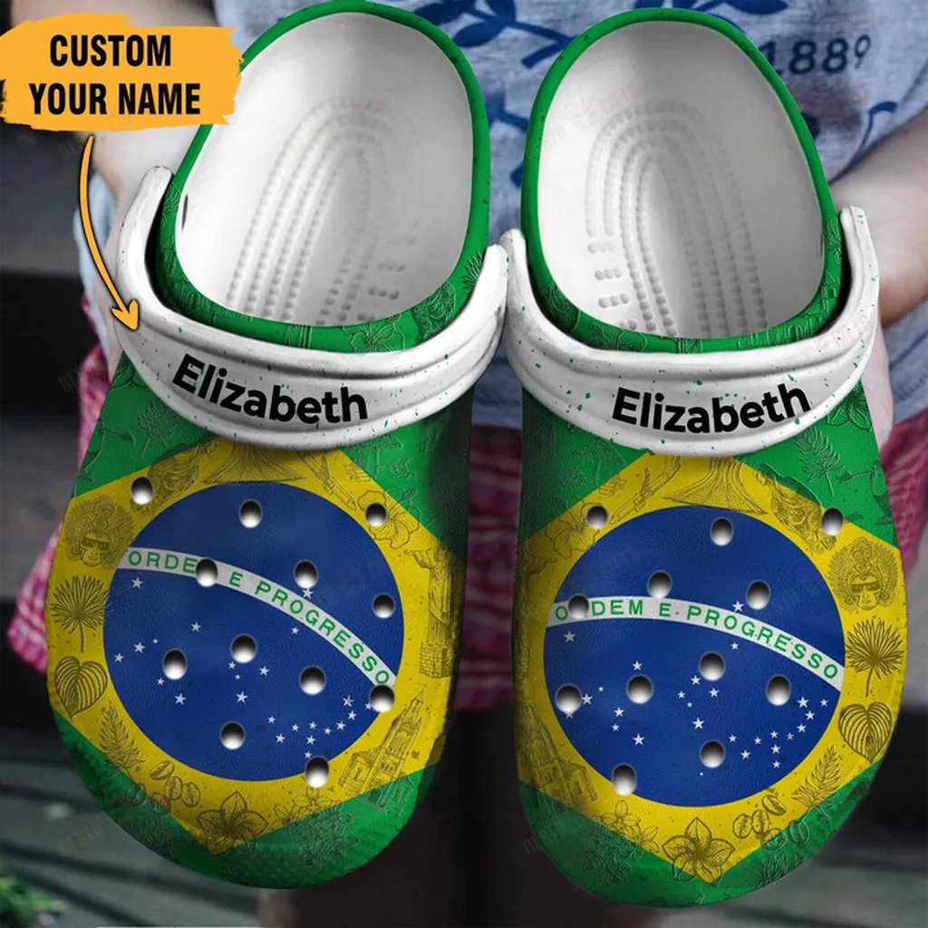 Personalized Brazil Flag Crocs Classic Clogs Personalized Brazil Flag Crocs Classic Clogs