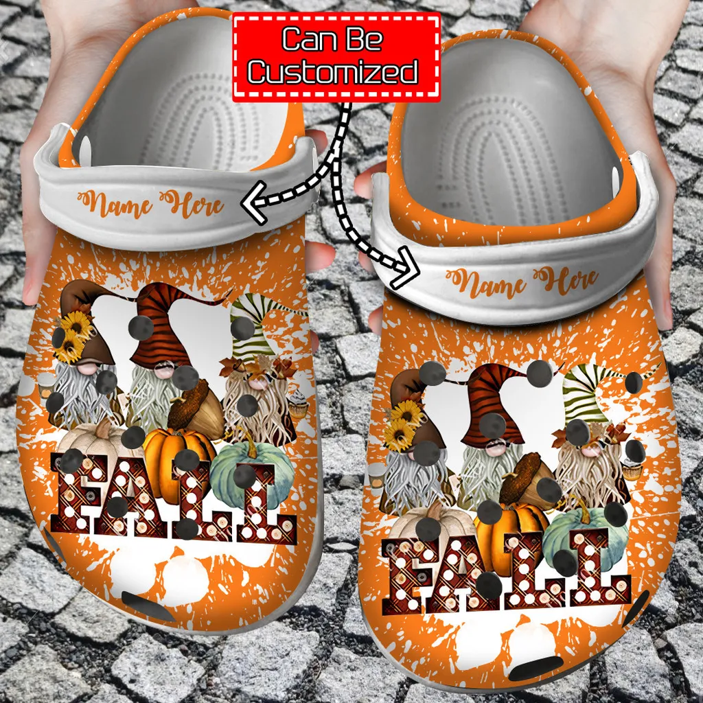 Personalized Fall Crocs - Fall Gnomes Pumpkin Clog