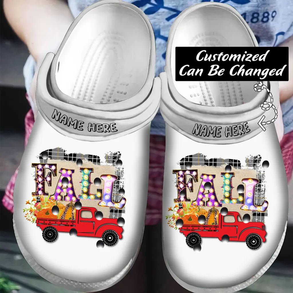 Personalized Fall Crocs - Fall Pumpkin Truck For Men And Women