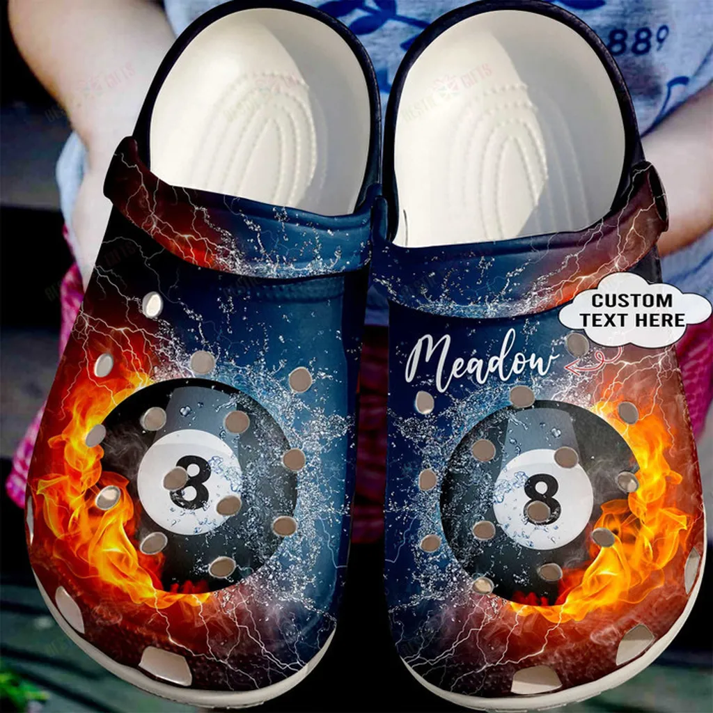 Personalized Fire And Water Billiard Crocs Classic Clogs