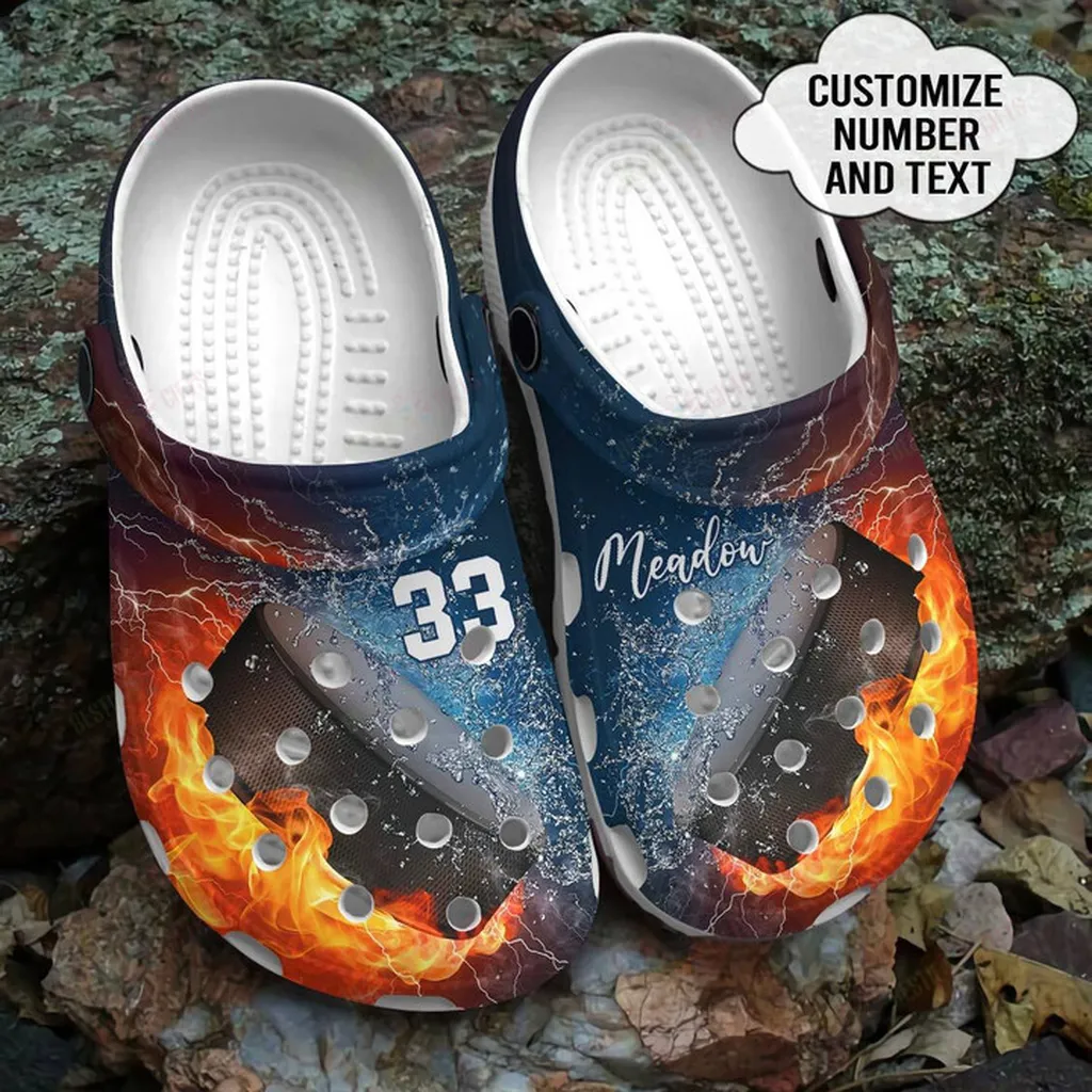 Personalized Fire And Water Hockey Crocs Classic Clogs