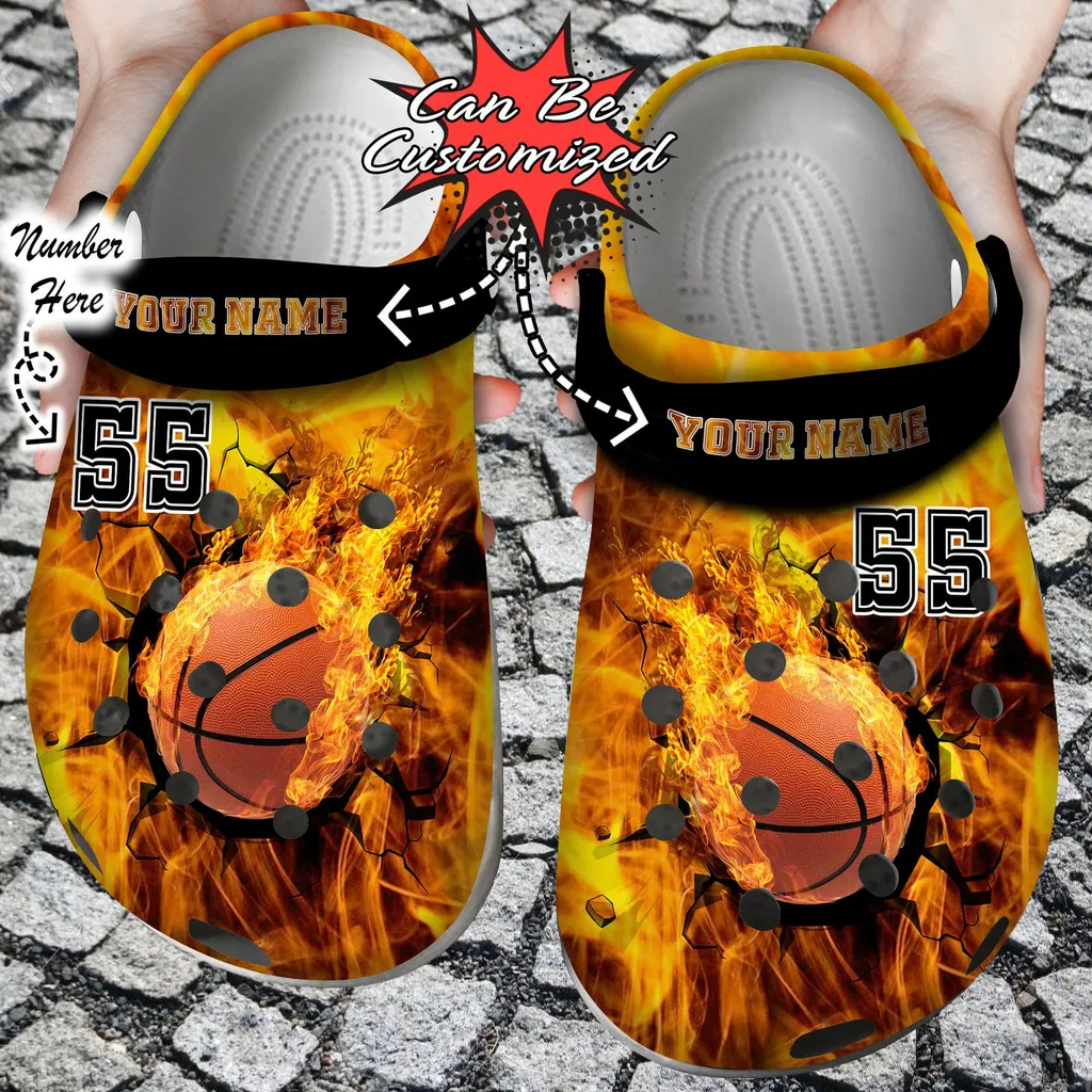 Personalized Fire Basketball Crack Ball Overlays Crocs Clog