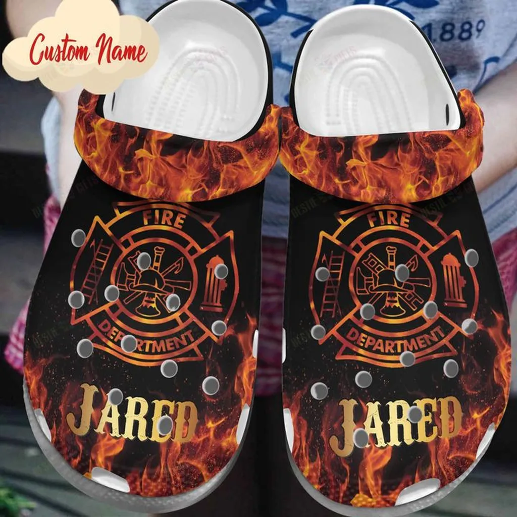 Personalized Firefighter Fire Department Crocs, Personalized Crocs Classic Clogs