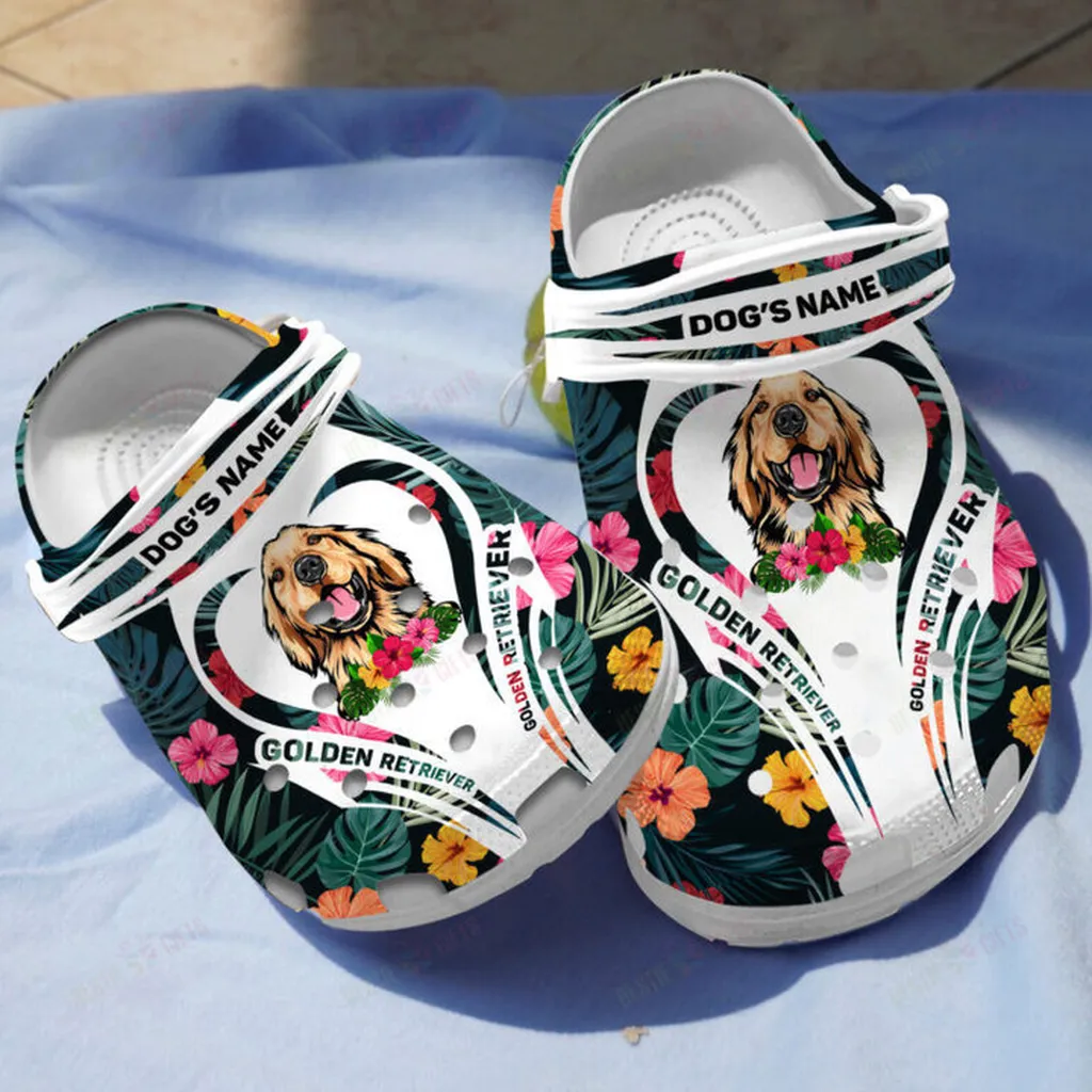 Personalized Golden Retriever Crocs Classic Clogs