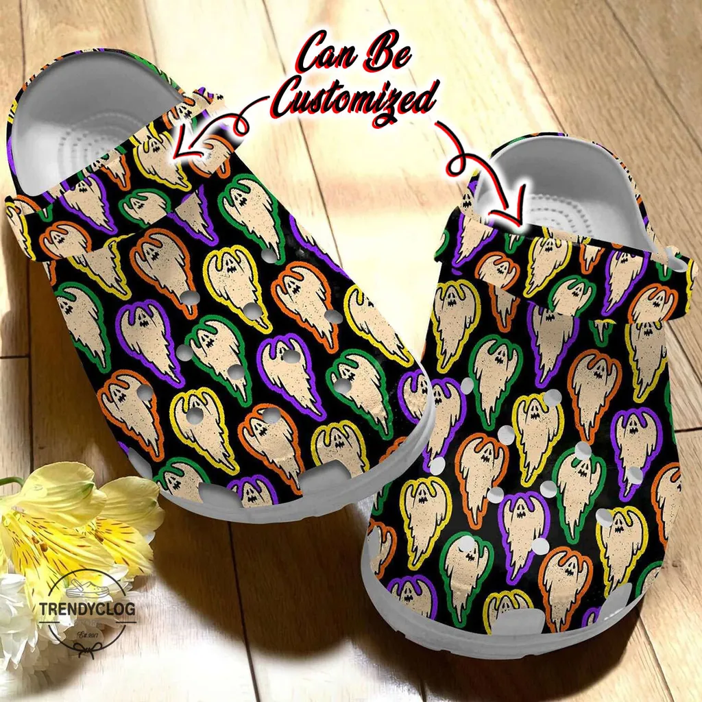 Personalized Halloween Color Ghosts Pattern Clog