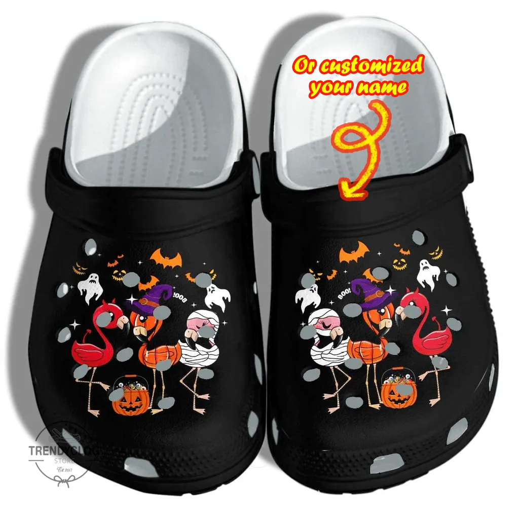 Personalized Halloween Flamingo Witch Ghost Mummy Clog