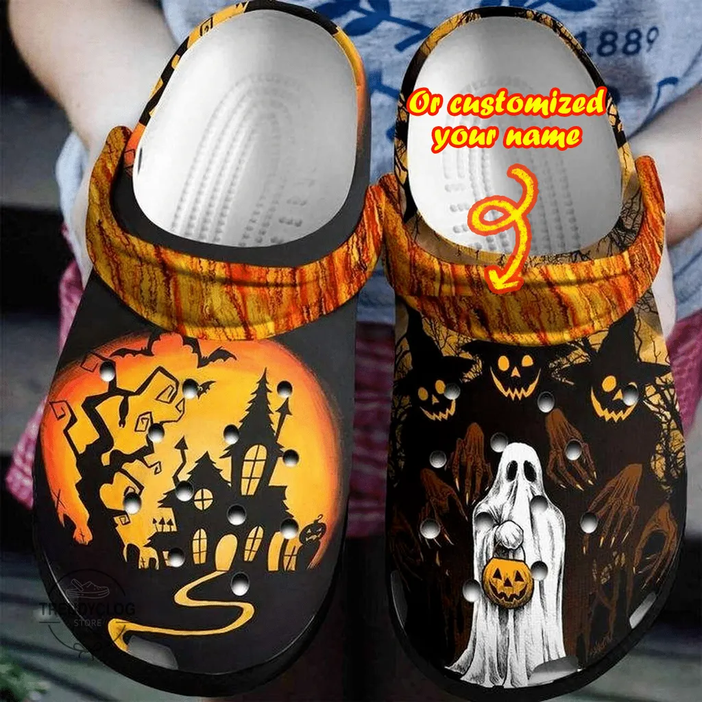 Personalized Halloween Ghost Pumpkin Clog