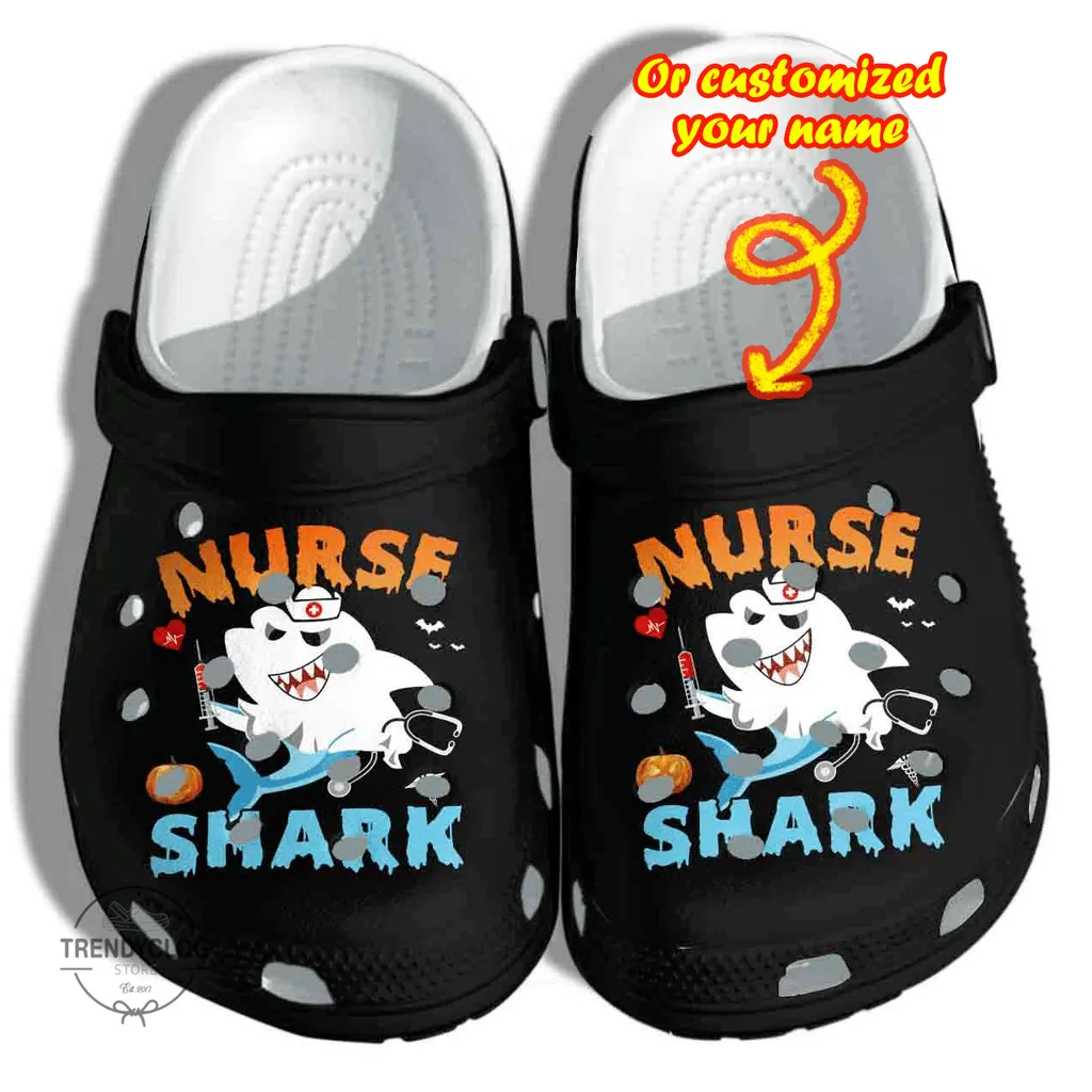 Personalized Halloween Nurse Shark Boo Costume Clog