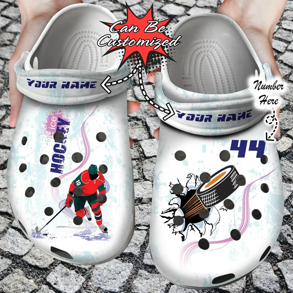 Personalized Hockey Ice Player Crocs Clog