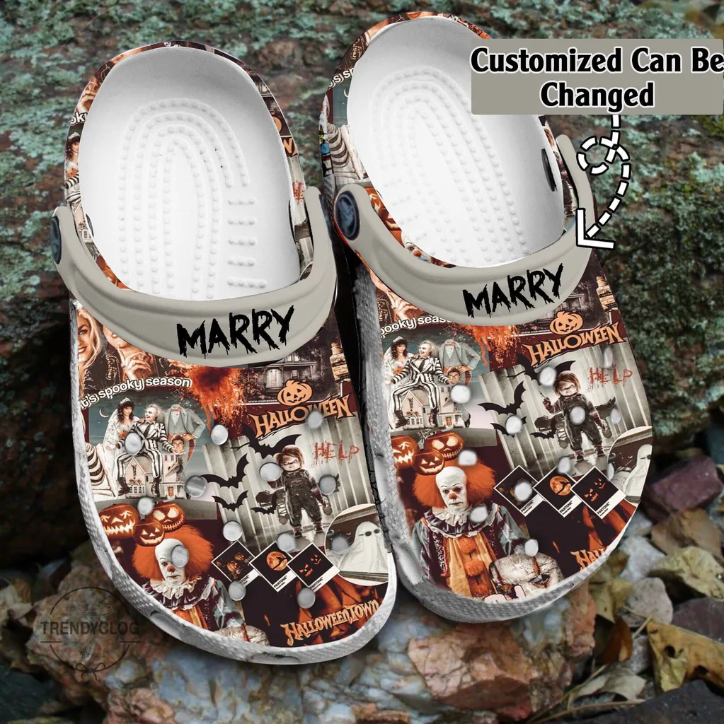 Personalized Horror Fall Vintage Scary Faces Clog