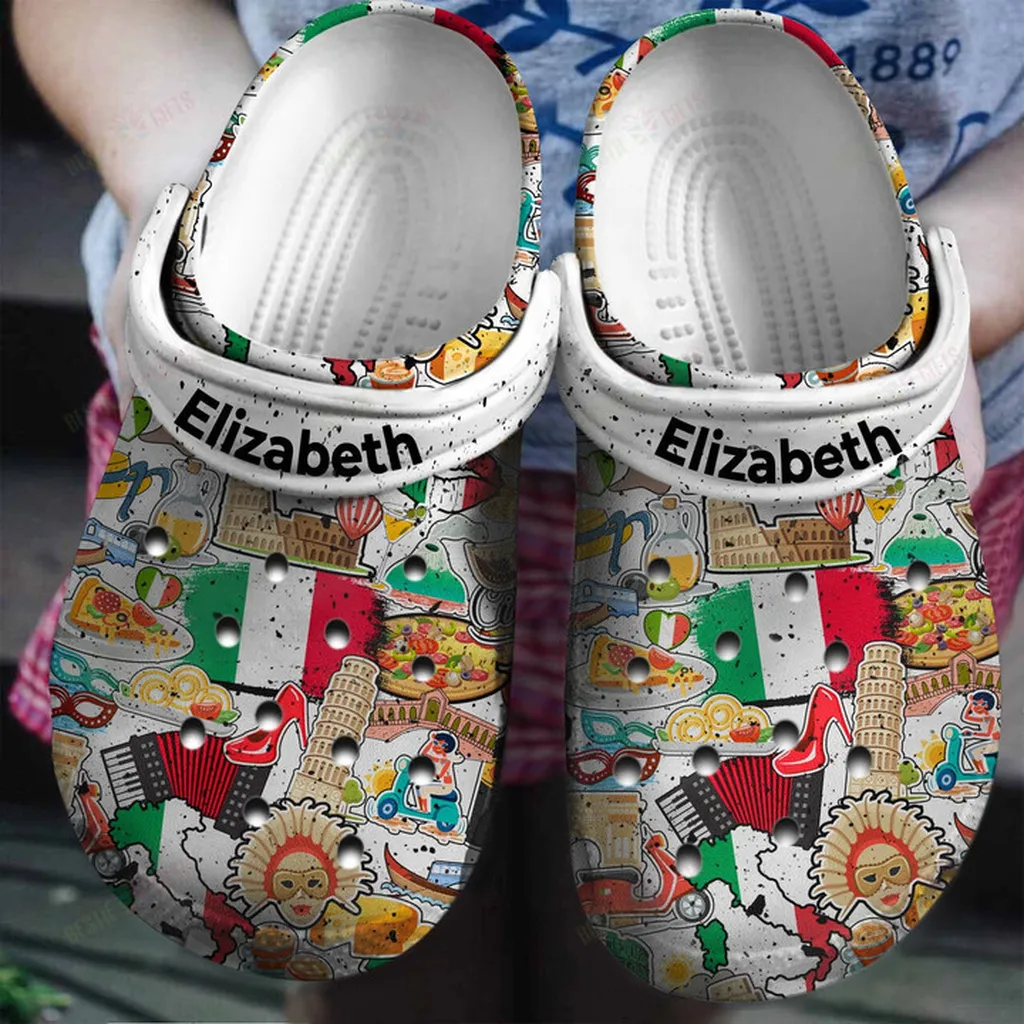 Personalized Italy Symbols Crocs Classic Clogs