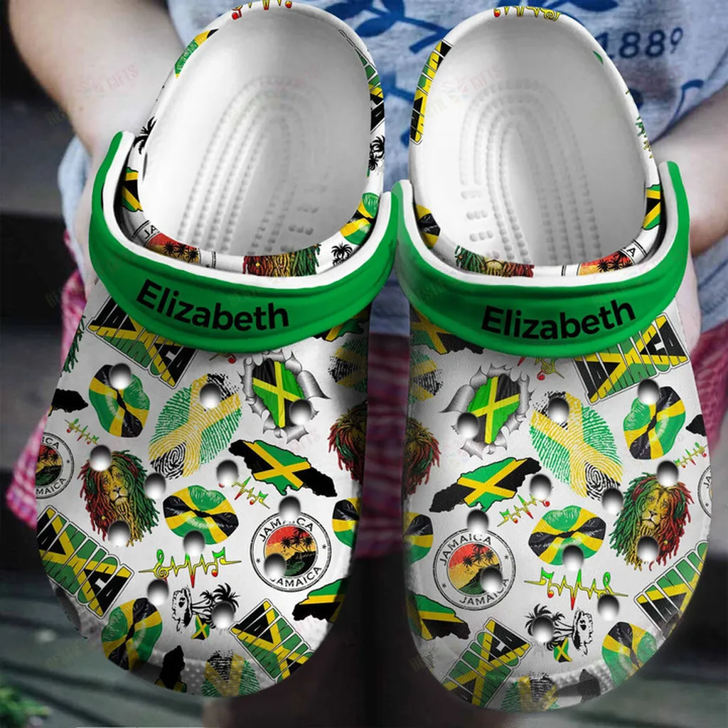 Personalized Jamaica Flag Crocs Classic Clogs