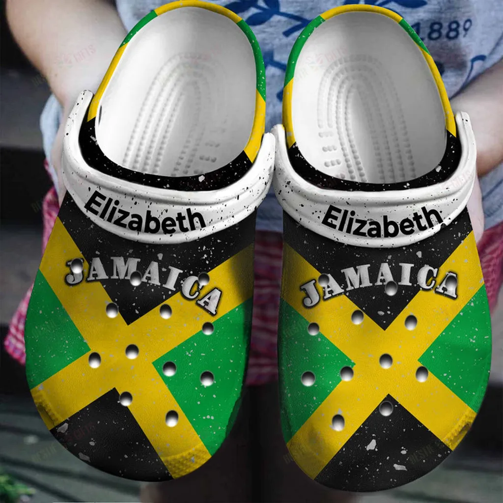 Personalized Jamaica Flag Jamaican Crocs Classic Clogs