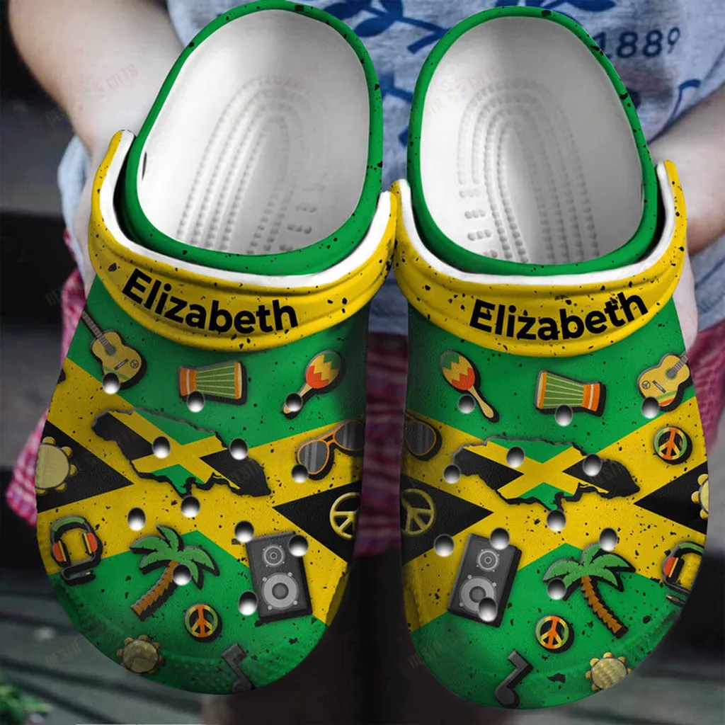 Personalized Jamaica Flag Symbols Crocs Classic Clogs