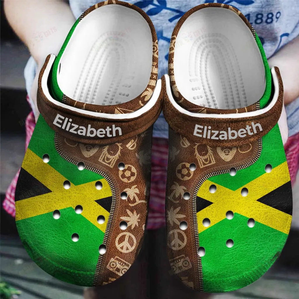 Personalized Jamaica Jamaican Flag And Symbols Zipper Crocs Classic Clogs