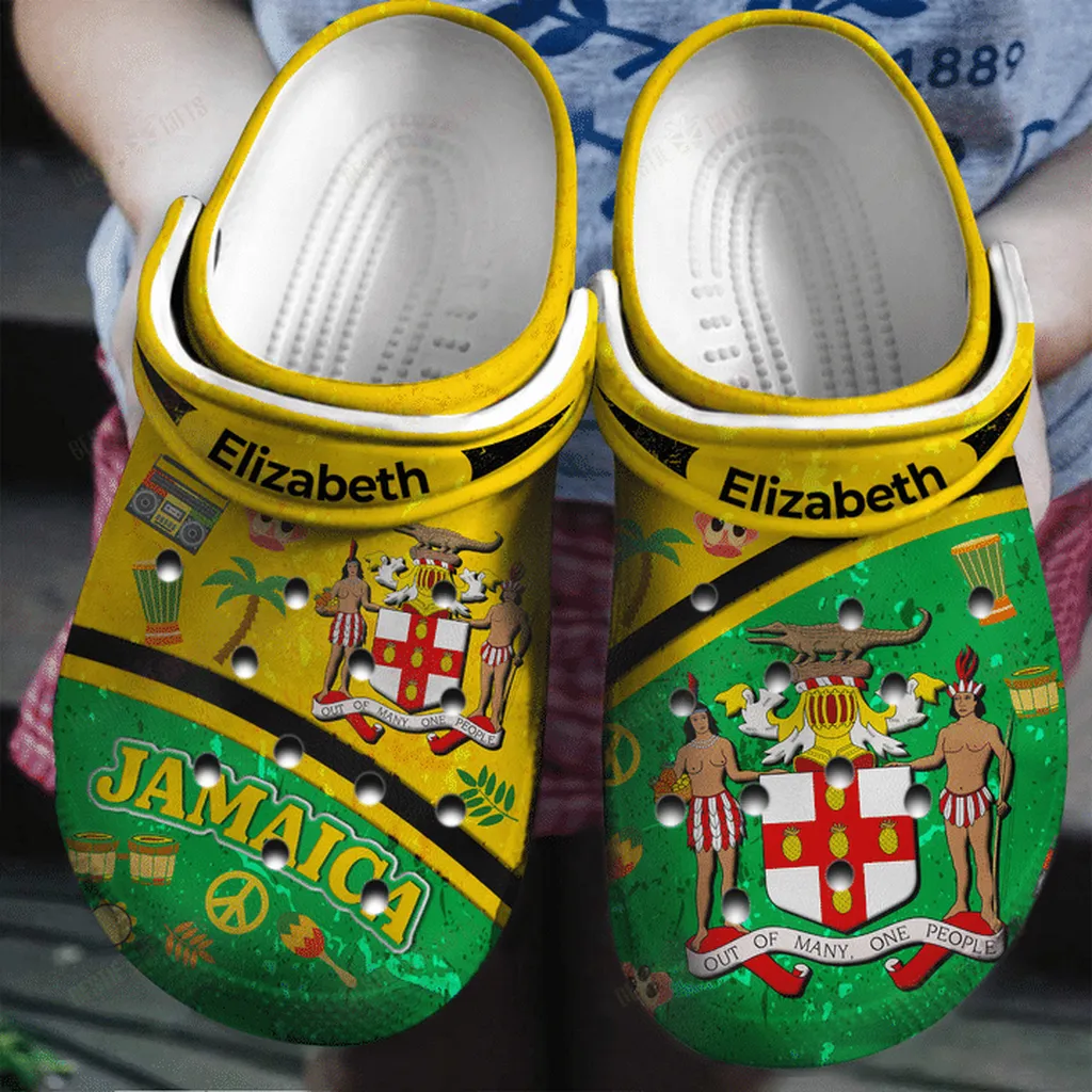 Personalized Jamaican Symbols Combined With Jamaica Flag Crocs Classic Clogs