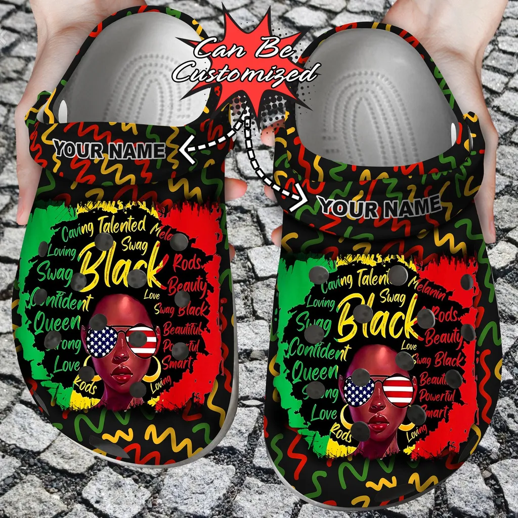 Personalized Juneteenth Black Girl American Crocs Clog