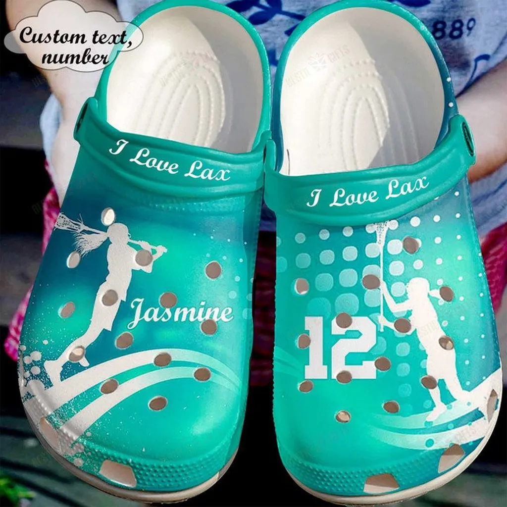 Personalized Lacrosse I Love Lax Crocs Classic Clogs