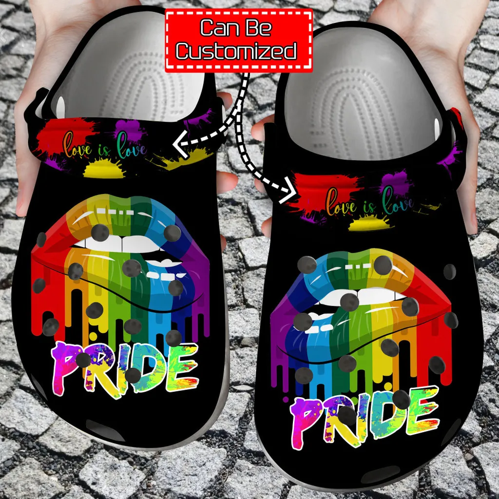 Personalized Lgbt Crocs - Pride Lips Love Is Lgbt Rainbow Clog