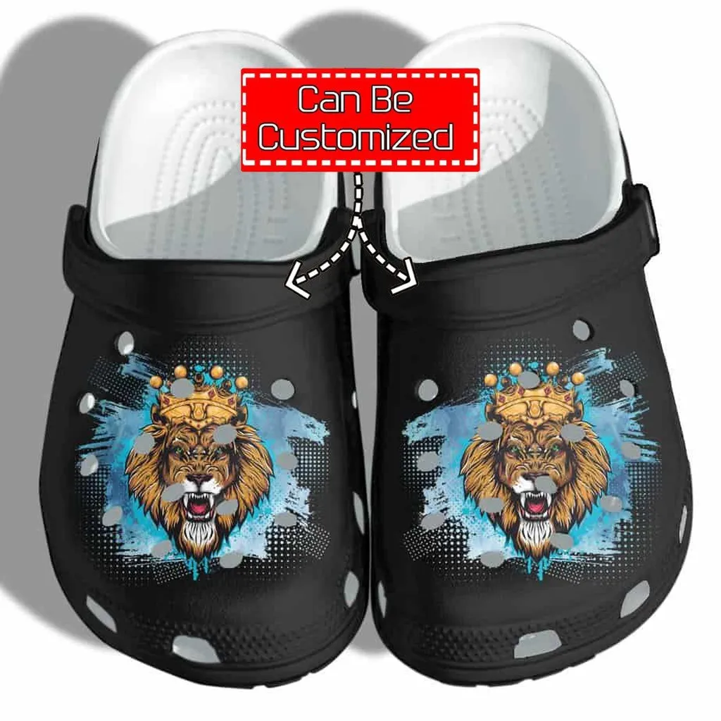 Personalized Lion Father Black King Gift For Father Crocs Clog