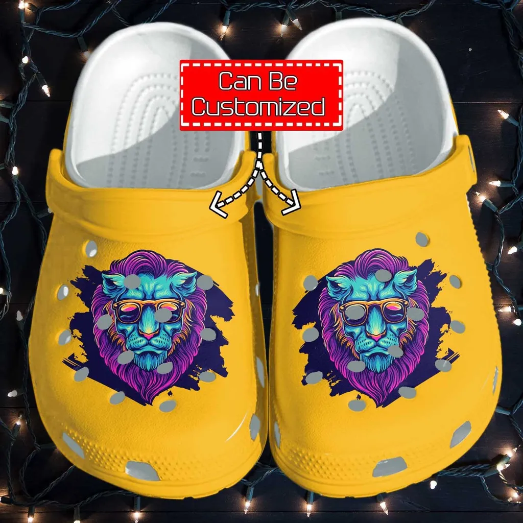 Personalized Lion Summer Vibes Beach Gift For Father Crocs Clog