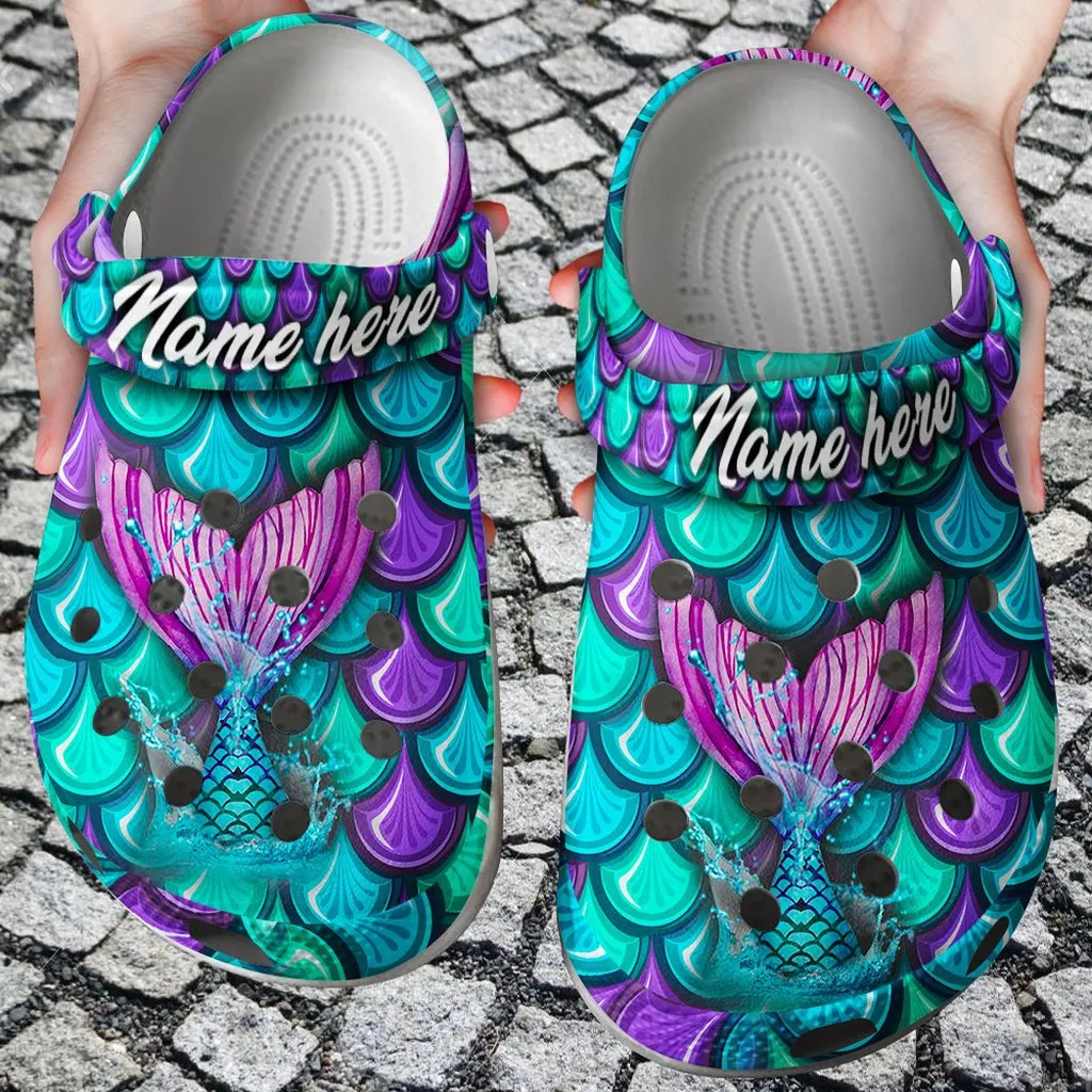 Personalized Mermaid Crocs - Mermaid Tail Colorful Crocs For Men And Women