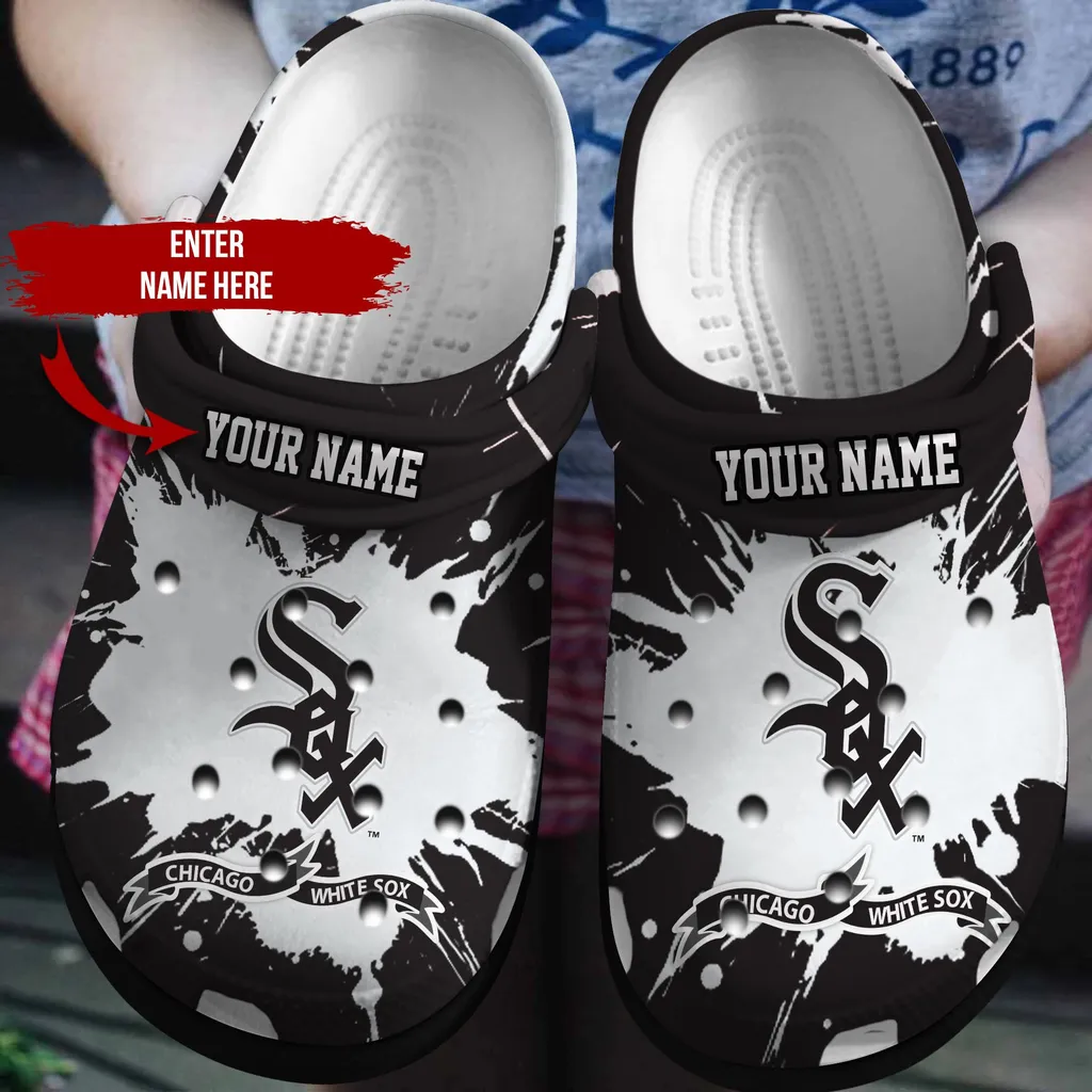 Personalized Mlb Chicago White Sox Black Crocs Clog