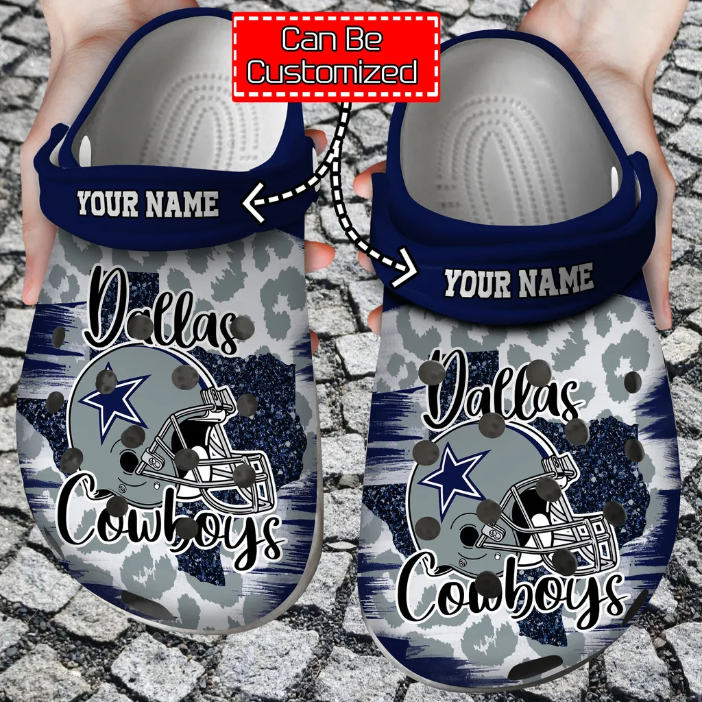 Personalized Name  Logo Team Football Cheetah Texas Crocs Clog