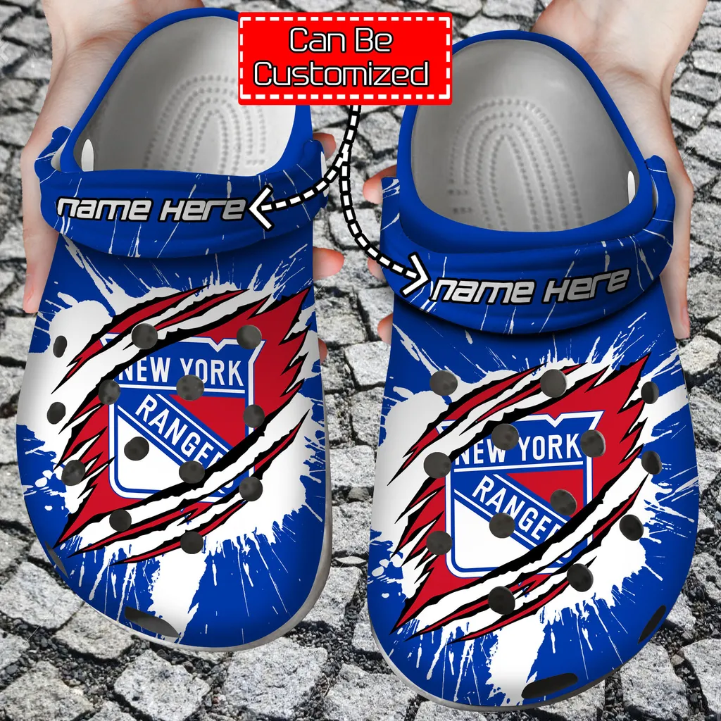 Personalized Name  Logo Team Hockey Ripped Claw Crocs Clog