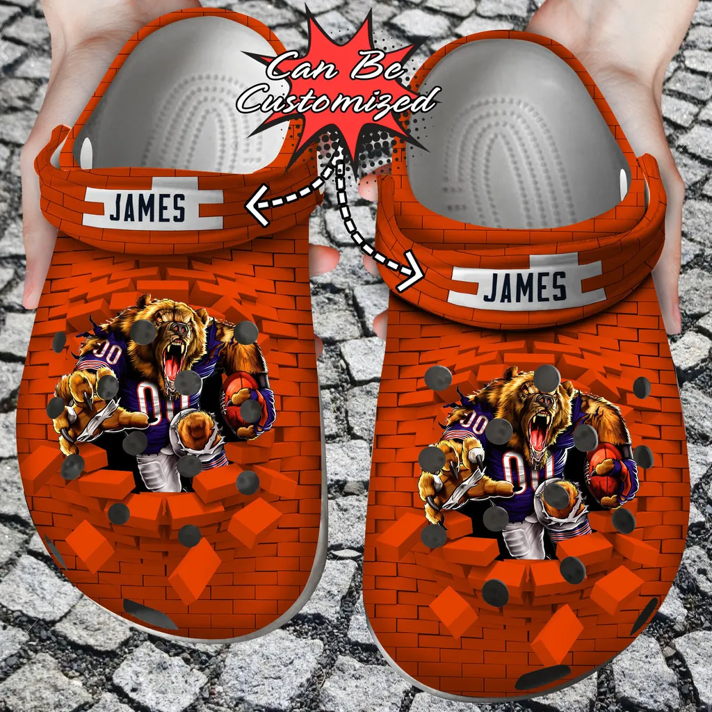 Personalized Name  Mascot Team Flame Hand Crocs Style Clog