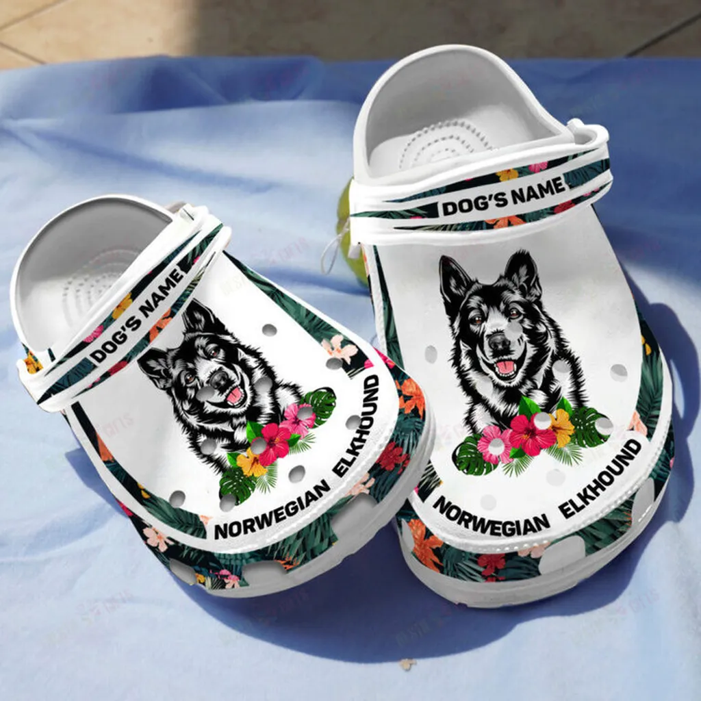 Personalized Norwegian Elkhound Crocs Classic Clogs