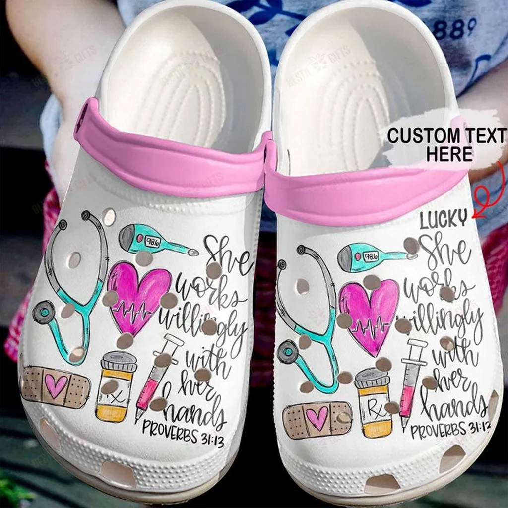 Personalized Nurse She Works Willingly Crocs Classic Clogs