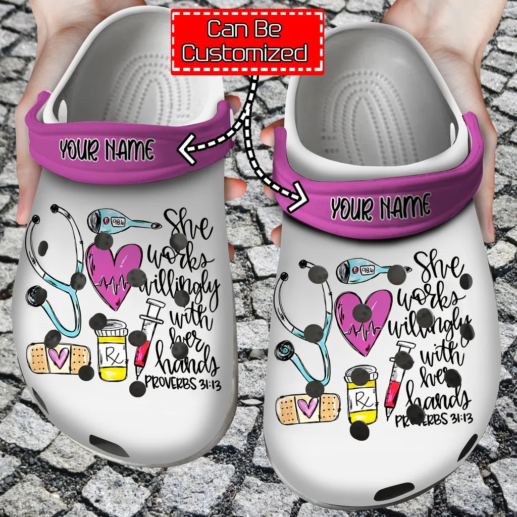 Personalized Nurse She Works Willingly Crocs Clog