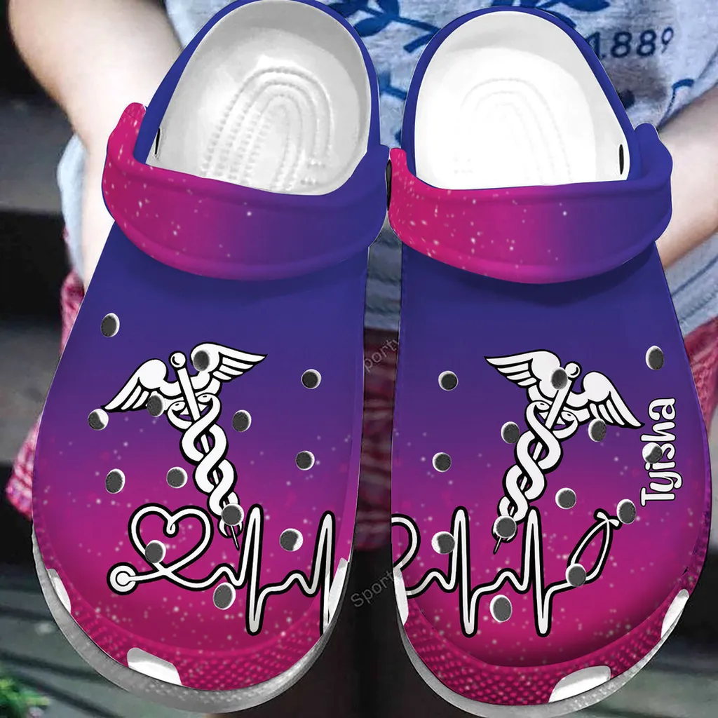 Personalized Nurse Symbol Purple Clog