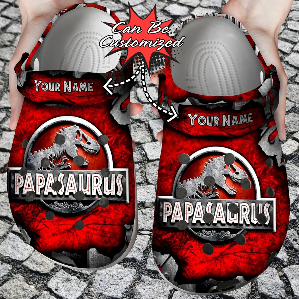 Personalized Papasaurus Daddy Dinosaur Crocs Clog